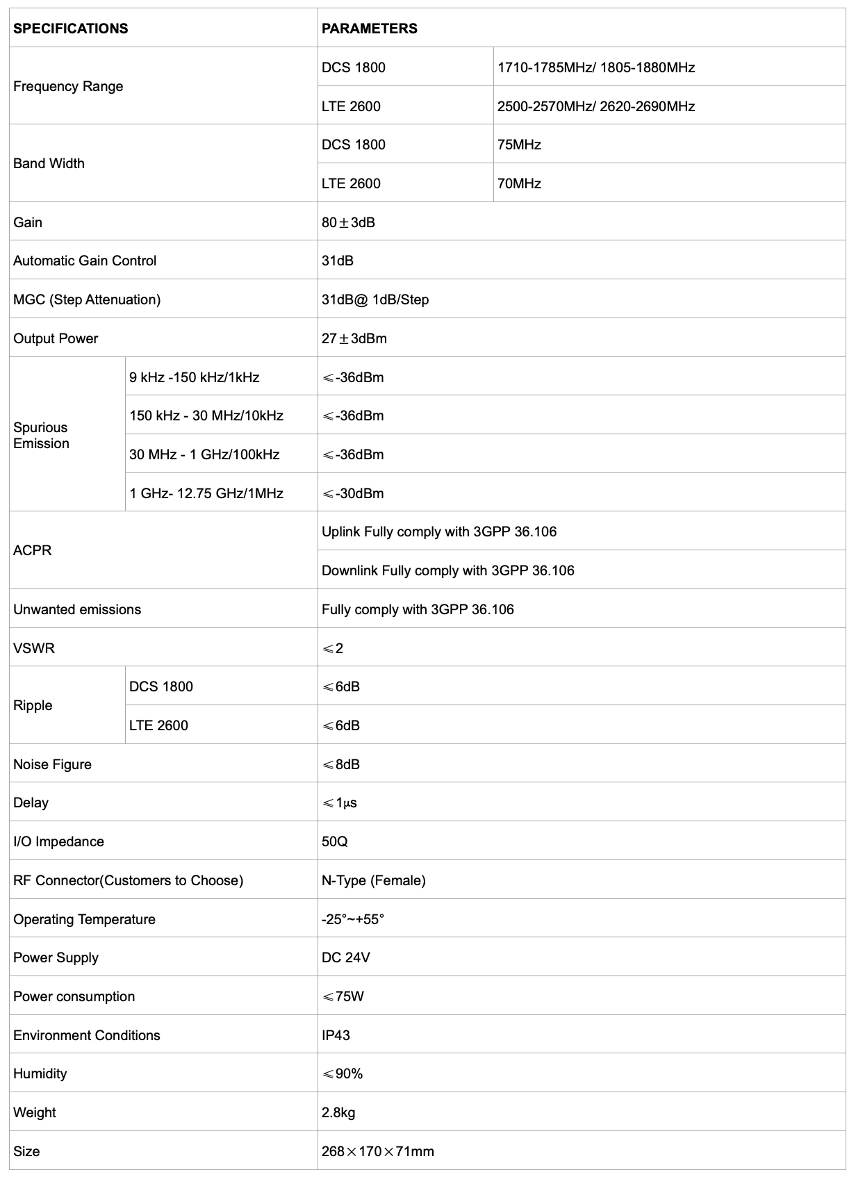 mobile booster technical specifications