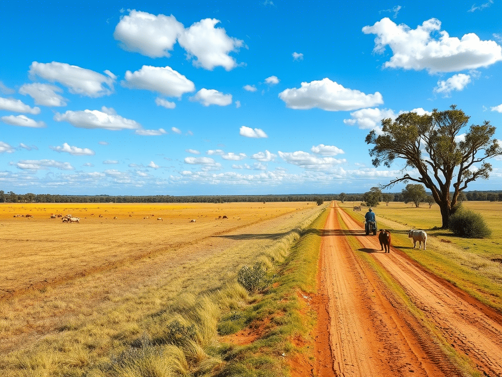 Rural area in Australia with limited reception, highlighting mobile phone networks Australia and the need to boost mobile coverage.