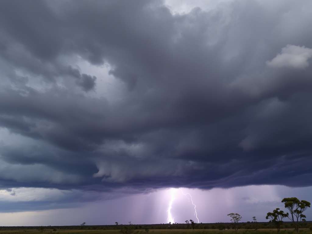 Dark clouds over a suburban area in Australia, illustrating how bad weather can interfere with mobile signal.